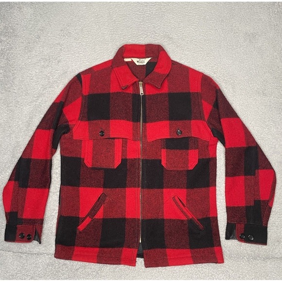 Vintage 70s Woolrich Wool Buffalo Plaid Shacket Shirt‎ Jacket Mens M Made In USA - Picture 1 of 11